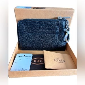 Authentic TOD’S Men’s Card Case Wallet Leather Black